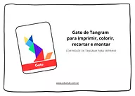 Gato de tangram para imprimir, colorir, recortar e montar