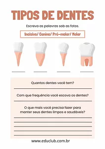 Atividade sobre tipos de dentes 