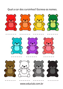 Escrever os nomes das cores