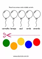 Recortar e colar as cores no balão