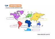 Exercício sobre os continentes para 3º Ano, 2º Ano, 1º Ano de Geografia, Continentes - Material educacional