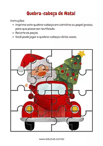 Quebra-cabeça do Papai Noel de 16 peças.