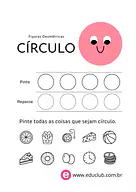 Atividade círculo Educação Infantil Atividade círculo Educação Infantil para Pré-Escola de Geometria, Figuras Geométricas - Material educacional
