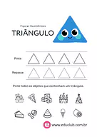 Atividade triângulo Educação Infantil Atividade triângulo Educação Infantil para Pré-Escola de Geometria, Figuras Geométricas - Material educacional