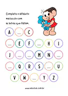 Complete o alfabeto com as letras que faltam para 1º Ano de Língua Portuguesa, Alfabeto - Material educacional