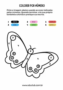 Colorir por número uma borboleta