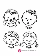 Caras das emoções para palitoches