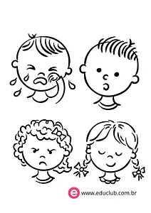 Caras das emoções para palitoches
