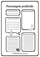Ficha do personagem preferido para 5º Ano, 4º Ano, 3º Ano, 2º Ano, 1º Ano de Língua Portuguesa, Interpretação de texto, Gê...