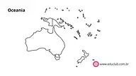 Mapa da Oceania para colorir para 5º Ano, 4º Ano, 3º Ano de Geografia, Oceania - Material educacional