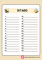 Modelo de folha para ditado para 2º Ano, 1º Ano de Língua Portuguesa, Recursos Educativos, Ditado - Material educacional