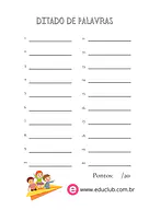 Folhinha de ditado de palavrinhas para 2º Ano, 1º Ano de Língua Portuguesa, Recursos Educativos, Ditado - Material educaci...