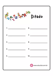 Folha para fazer ditado