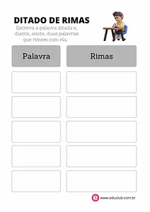 Folha para ditado de rimas