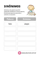 Atividade de sinônimos 2o ano Atividade de sinônimos 2o ano para 2º Ano de Língua Portuguesa, Vocabulário - Material educacional