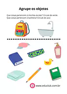 Agrupe os objetos Agrupe os objetos para Pré-Escola de Língua Portuguesa, Vocabulário - Material educacional