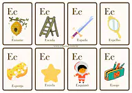Palavras com E Palavras com E para 1º Ano, Pré-Escola de Língua Portuguesa, Vocabulário, Vogais, Alfabeto - Material educacional
