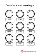 Atividade de indicar a hora no relógio para 3º Ano, 2º Ano de Matemática, Hora - Material educacional