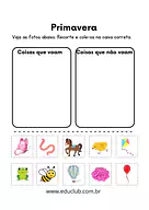 Voa ou não voa? para Creche, Pré-Escola de Ciências, Seres Vivos, Estações do ano, Experimentos - Material educacional