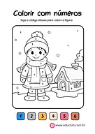 Colorir por números desenhos do inverno para 1º Ano, Pré-Escola de Estações do ano - Material educacional