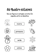 Ligue os elementos a cada estação do ano para Creche, Pré-Escola de Ciências, Estações do ano - Material educacional