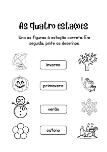 Ligue os elementos a cada estação do ano