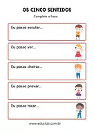Atividade sobre os cinco sentidos 2o ano Atividade sobre os cinco sentidos 2o ano para 2º Ano de Ciências, Cinco sentidos - Material educacional
