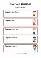 Atividade sobre os cinco sentidos 2o ano
