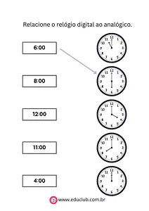 Atividade de ligar as horas