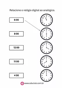 Atividade de ligar as horas