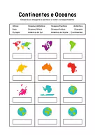 Atividade continentes e oceanos para completar para 4º Ano, 3º Ano de Geografia, Planeta Terra, Oceanos - Material educaci...