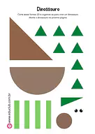 Dinossauro para recortar e montar de papel Dinossauro para recortar e montar de papel para Pré-Escola de Figuras Geométricas, Artes - Material educacional