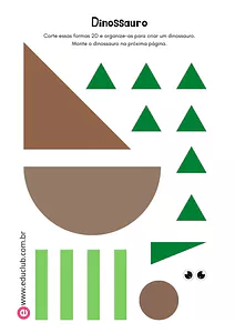 Dinossauro para recortar e montar de papel