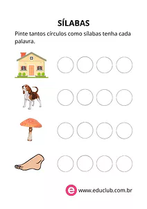 Atividade quantidade de sílabas