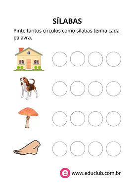 Atividade quantidade de sílabas para 1º Ano de Língua Portuguesa, Sílabas - Material educacional