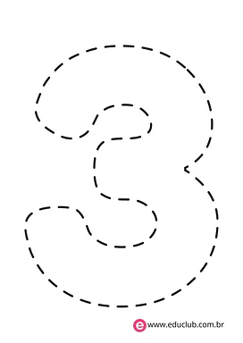 Molde número 3 para Creche, Pré-Escola de Números, Matemática - Material educacional