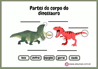 Partes do corpo do dinossauro para 3º Ano, 2º Ano de Ciências, Seres Vivos - Material educacional
