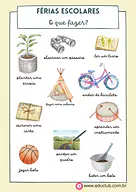 O que fazer nas férias escolares? para 3º Ano, 2º Ano, 1º Ano de Recursos Educativos - Material educacional