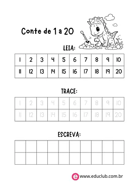 Atividade com números de 1 a 20 para 2º Ano de Números, Matemática - Material educacional