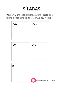 Desenhe uma palavra com a sílaba que se pede