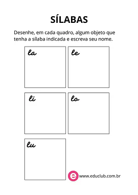 Desenhe uma palavra com a sílaba que se pede para 3º Ano, 2º Ano, 1º Ano de Língua Portuguesa, Sílabas - Material educacional