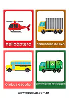 Vocabulário dos meios de transporte Vocabulário dos meios de transporte para Creche, Pré-Escola de Língua Portuguesa, Vocabulário - Material educacional