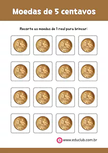 Moedas de 5 centavos para imprimir