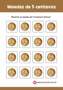 Moedas de 5 centavos para imprimir