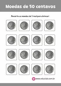 Moedas de 50 centavos para imprimir