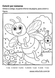 Colorir por números a abelha
