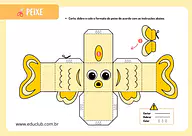 Caixa de peixe para cortar, dobrar e colar Caixa de peixe para cortar, dobrar e colar para 2º Ano, 1º Ano de Crafts, Artes - Material educacional