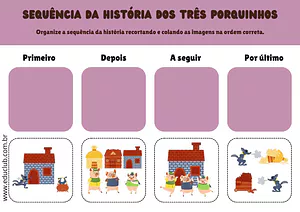 Atividade de sequência narrativa com Os Três Porquinhos