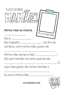 Atividade infantil para Dia das Mães