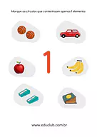 Atividade com o número 1 para Educação Infantil 4 anos Atividade com o número 1 para Educação Infantil 4 anos para Pré-Escola de Números, Matemática - Material educacional